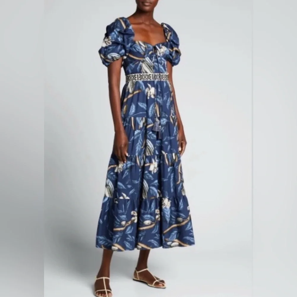 $1350 New Johanna Ortiz Botanical Heritage Long Floral Crepe Dress - Picture 14 of 15
